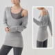 瑜伽服女新款 长袖 大U领运动罩衫 慵懒宽松普拉提健身上衣蝙蝠袖