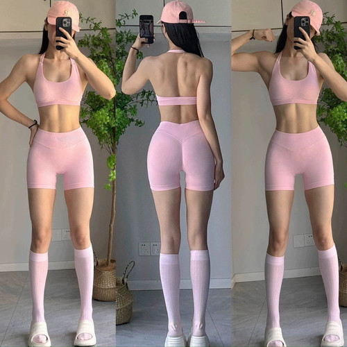 挂脖美背运动内衣健身套装