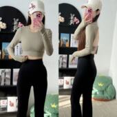 带胸垫美背速干跑步运动T普拉提训练健身上衣 新款 瑜伽长袖 女秋季