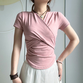 普拉提训练健身衣 新款 清仓一体杯运动上衣女气质短袖 瑜伽服夏季