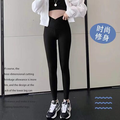 交叉腰鲨鱼裤薄款紧身速干瑜伽裤