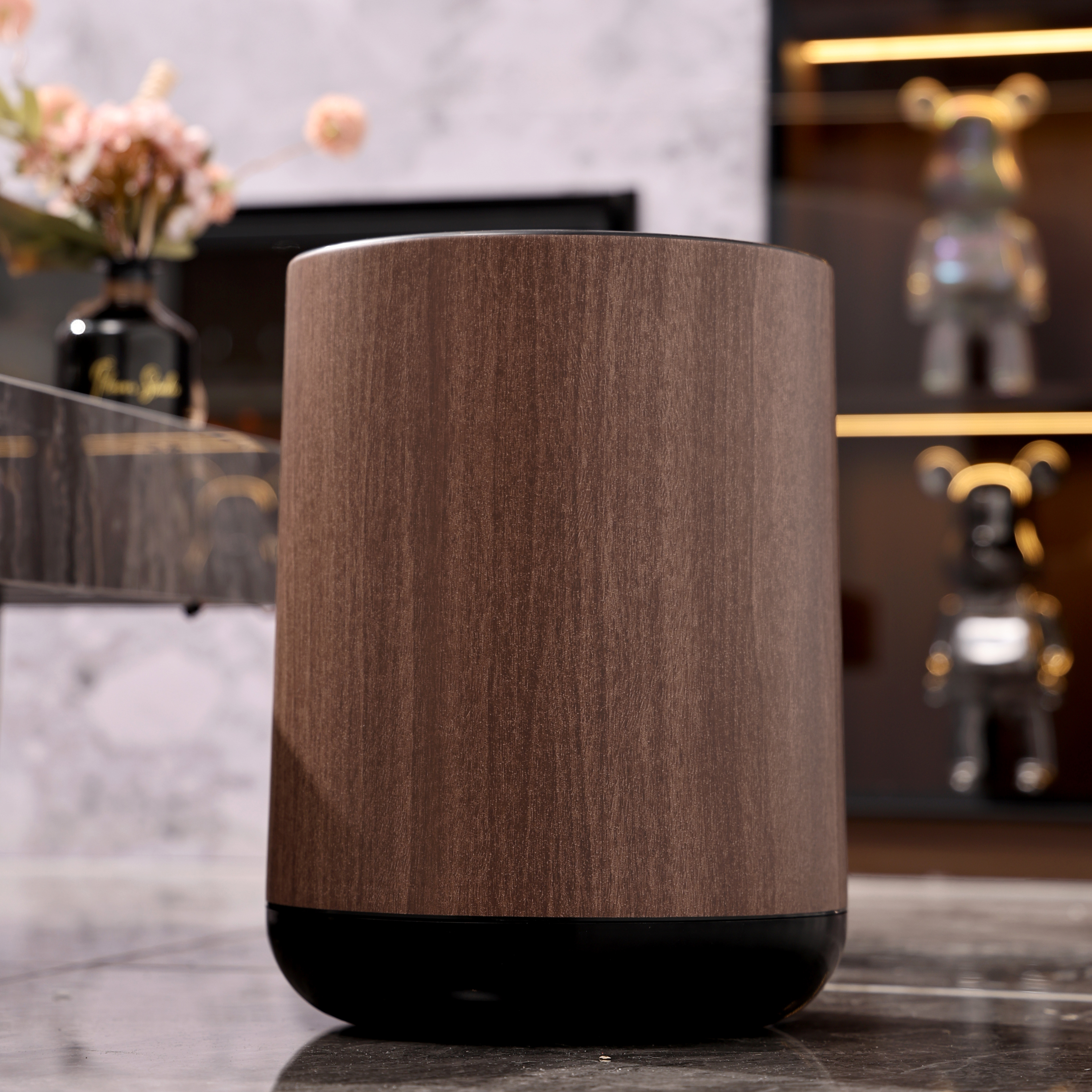 胡桃木色家用客厅垃圾桶新款