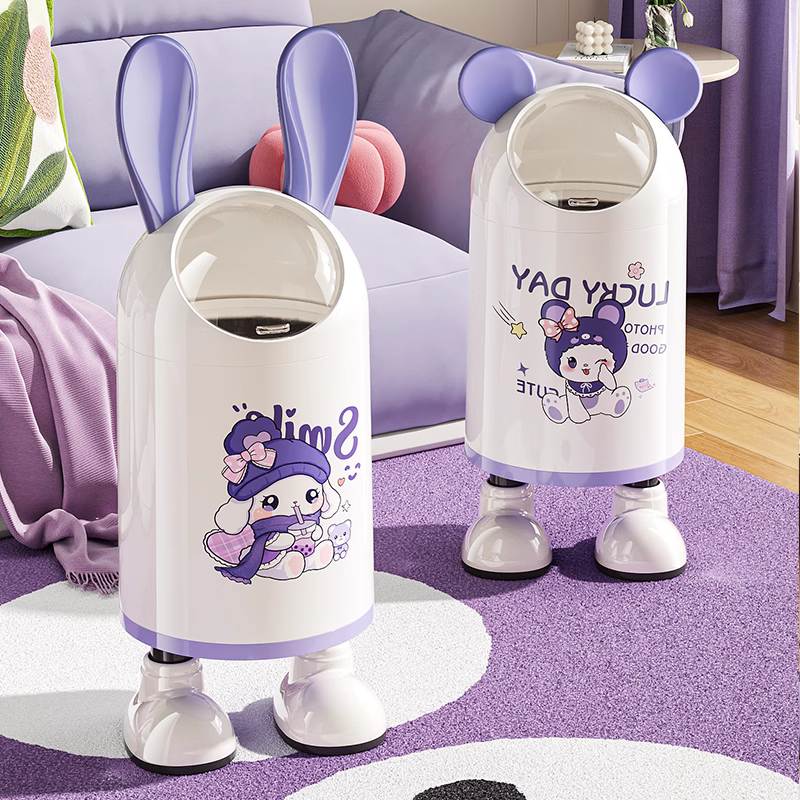 垃圾桶2025新款家用客厅轻奢高档卧室翻盖大容量卡通高颜值收纳桶