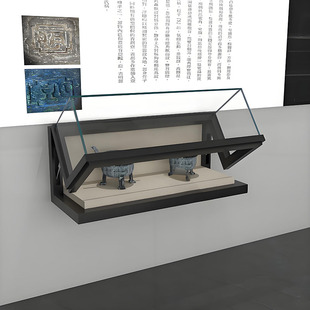 博物馆玻璃展示柜壁柜悬挑柜文物液压挂墙式产品展览陈列柜台吊柜