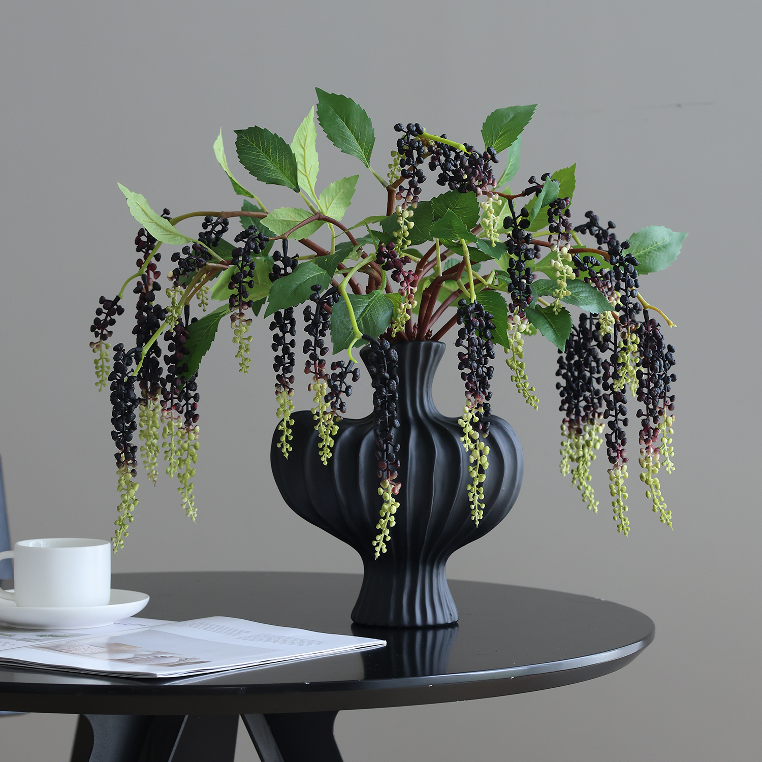 长枝逼真商陆仿真花假花