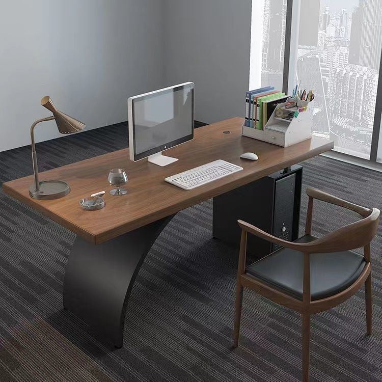 铁艺实木办公桌简约现代台式电脑桌创意loft家用书桌子老板工作台