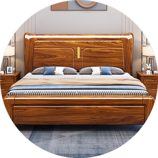 中式乌金木床双人1.8x2米实木床厂家直销1.5米家用双人床主卧大床