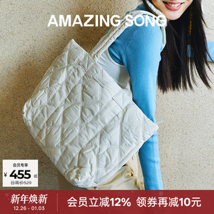 Amazing 秋冬托特包大容量通勤包女复古 Song乙颂绵绵帆布包袋新款