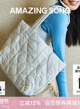 Amazing Song乙颂绵绵帆布包袋新款秋冬托特包大容量通勤包女复古