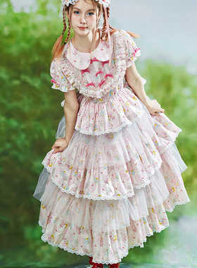 MEME原创 日系昭和童趣粉色可爱裙子 Lolita小众甜美少女连衣裙