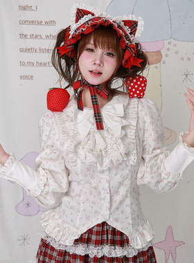 MEME原创 日系复古可爱少女小众衬衣 古早Lolita白色长袖衬衫上衣