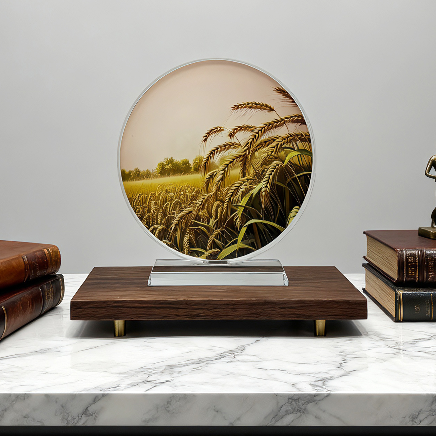 内雕大麦水晶摆件高档家居创意桌面装饰客厅乔迁礼工艺品