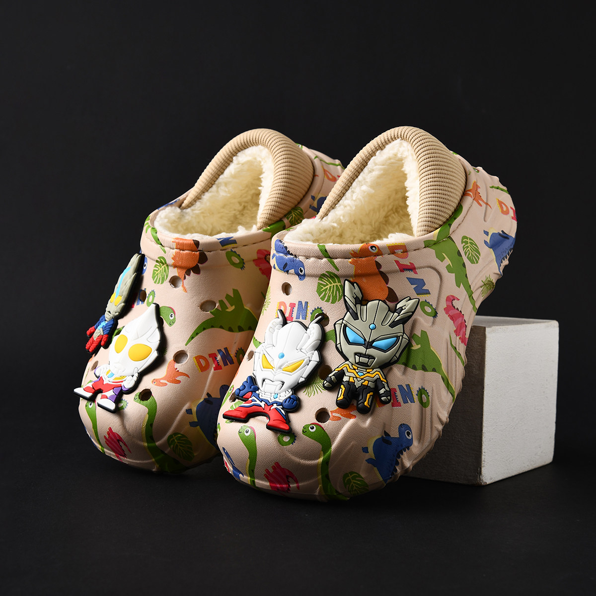 儿童棉拖鞋秋冬季新款卡通防滑棉鞋男童棉拖外穿耐脏静音男孩宝宝