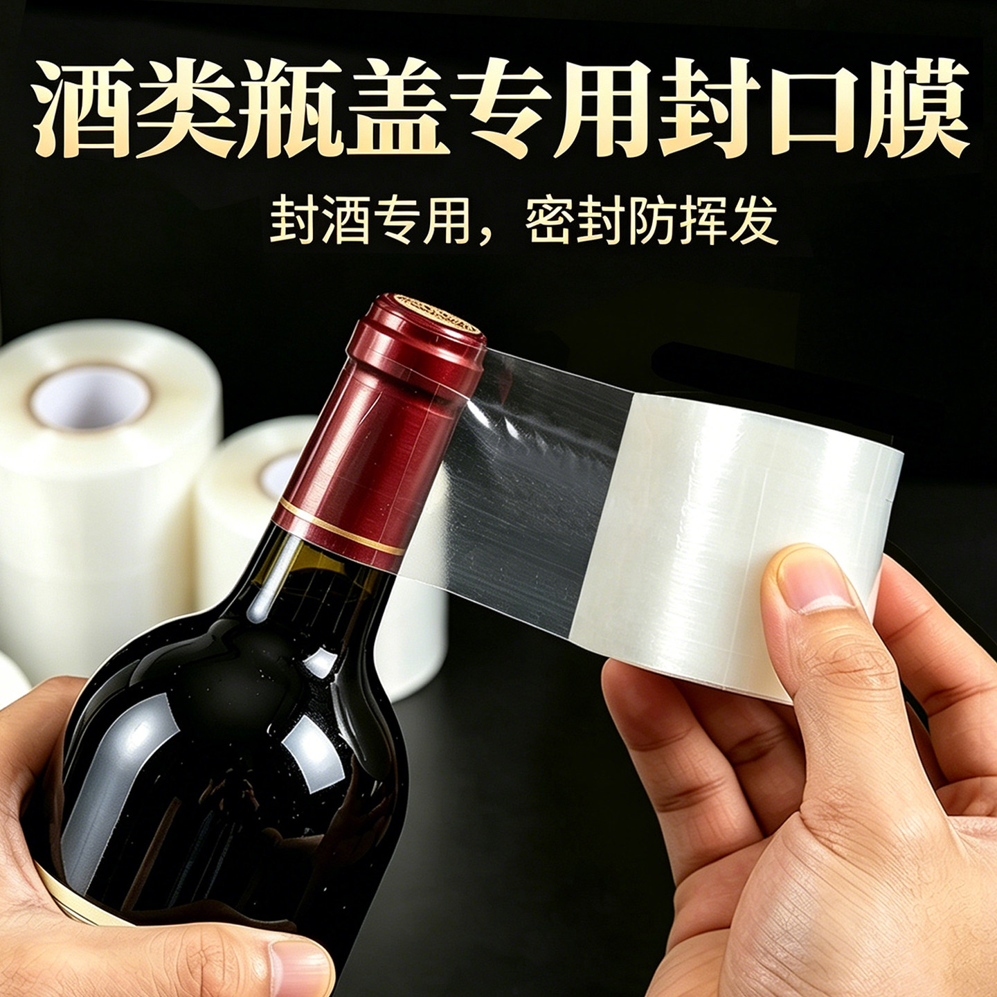 高韧性酒瓶封口膜酒密封膜白酒包装缠绕膜酒坛防渗漏膜老酒埋藏防老化