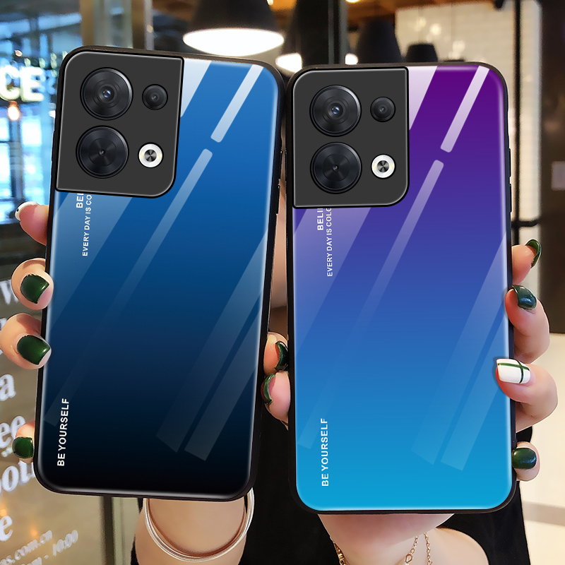 opporeno8钢化玻璃奢华保护壳