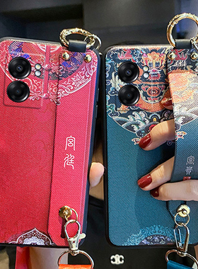 适用realmeV23手机壳realme真我V23保护套5G硅胶RMX3571全包防摔云鹤腕带oppo软壳男v235g女斜挎挂绳情侣网红