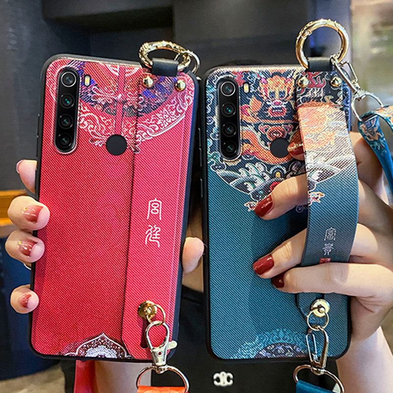 适用小米红米note8手机壳note8pro保护套note7全包note7pro硅胶软壳por防摔云鹤腕带redmi男8p女创意斜挎挂绳