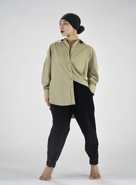 DANCE系 郝若琦同款柔棉舒适针织衬衫落肩长袖原创现代舞居家通勤