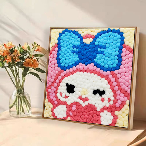 儿童满铺毛球画diy手工制作材料包益智玩具自带不干胶创意粘贴画