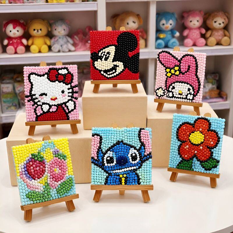 儿童满铺毛球画diy手工制作材料包益智玩具自带不干胶创意粘贴画