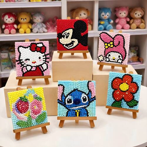 儿童满铺毛球画diy手工制作材料包益智玩具自带不干胶创意粘贴画