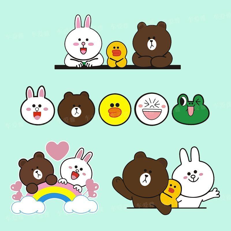 布朗熊卡通动漫汽车贴纸可爱搞笑小兔车身划痕遮挡装饰贴防水防晒,摩托车/装备/配件,贴纸/贴膜,淘宝优惠券,粉丝福利购,淘宝优惠卷