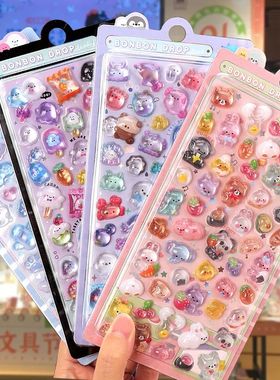 3D Jelly Stickers Cute Cartoon 3D Relief Diamond Gemstone St