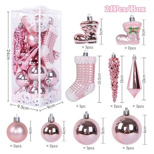 21Pcs/box Christmas Ball Ornaments Xmas Tree Hanging Ice Pen
