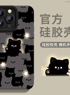 Raymin适用苹果16手机壳新款2024超火的高级感小众猫咪iphone15promax爆14plus黑色12防摔11硅胶mini全包女13