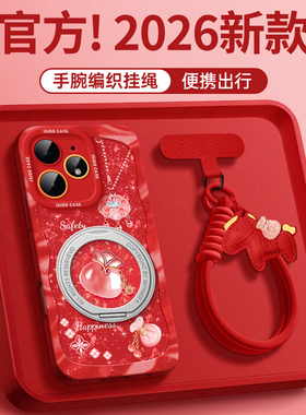 福袋适用realme真我neo7Turbo手机壳新年新款neo7红色gt6硅胶7马年带支架全包gtneo5防摔realme真我本命年3