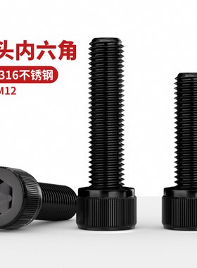黑色316不锈钢圆柱杯头内六角螺丝螺钉螺栓加长/M3M4M5M6M8M10M12