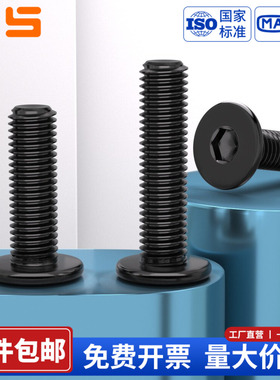 黑色304不锈钢CM大平头超薄头扁平头内六角螺丝钉M2M2.5M3M4M5M6