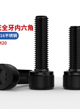 NS黑色316不锈钢圆柱杯头内六角螺丝螺钉螺栓加长M3M4M5M6M8-M12