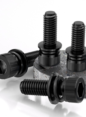 NS-黑色304不锈钢圆柱头内六角三组合DIN912螺丝弹垫片M2M2.5-M10