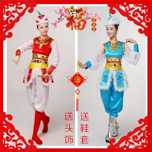 新款成人儿童民族女表演出服蒙古舞蹈演出服装蒙族舞台服骑马裤装