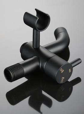 黑色单冷快开水龙头 全铜洗衣机拖把池一进两出双用水嘴喷枪卫浴