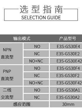 槽型漫反射光电开关E3S-GS30E2直流三线NPN常闭槽宽30MM塑料外壳