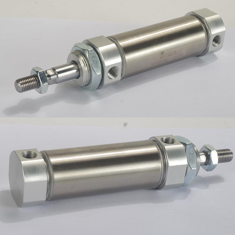 亚德客气动附磁不锈钢迷你气缸MF16 20 25x50 100 200-SCM圆尾型
