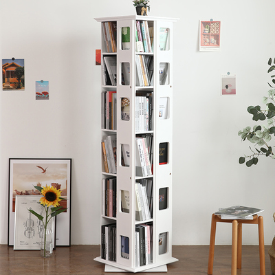 实木360度旋转书架小户型