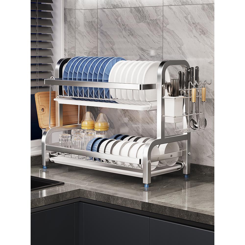 304不锈钢碗碟收纳架沥水碗盘放碗碟子盘子碗架厨房置物架多功能