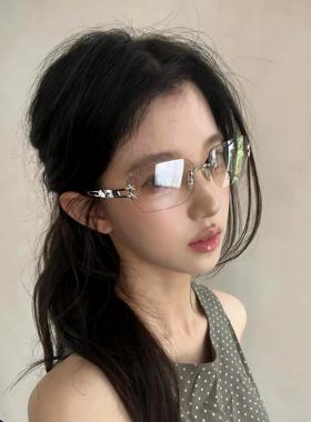 y2k千禧风墨镜女款2025年新款凹造型拍照时髦太阳眼镜无框高级感