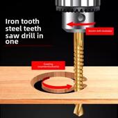 拉槽木工锯钻合一 电钻麻花钻 锯齿拉花钻头 开扩孔 德国精工
