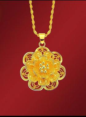 【下单立减50】古法精品花开富贵项链女高贵百搭吊坠合金不掉色