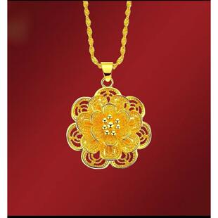 【下单立减50】古法精品花开富贵项链女高贵百搭吊坠合金不掉色