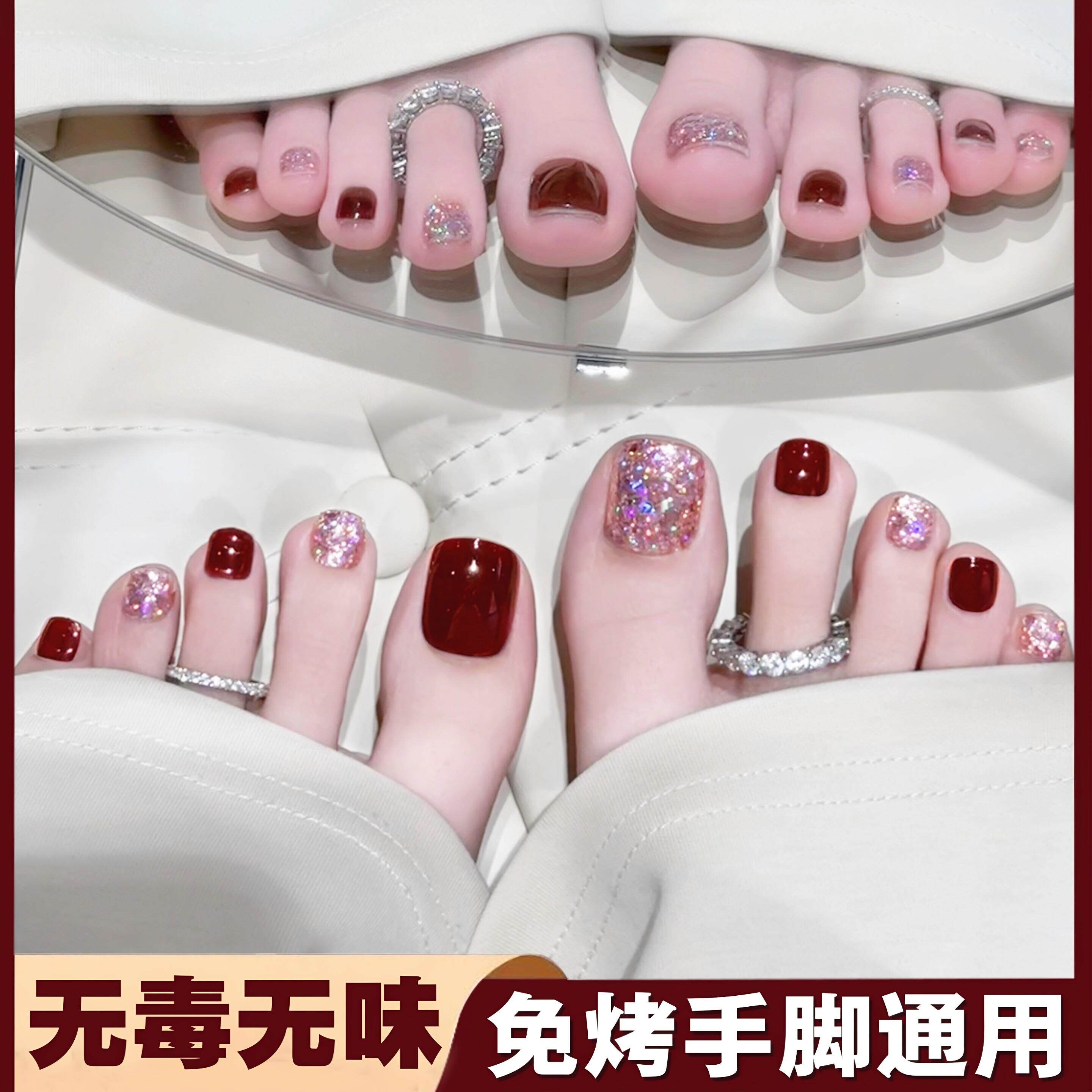 巨显白！夏指季爆甲款大樱桃烤色指油免速水性指甲干不易掉酒红色