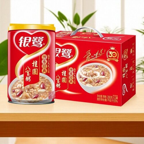 银鹭桂圆八宝粥280克*12/24罐装速食粥营养代餐粥一整箱批发