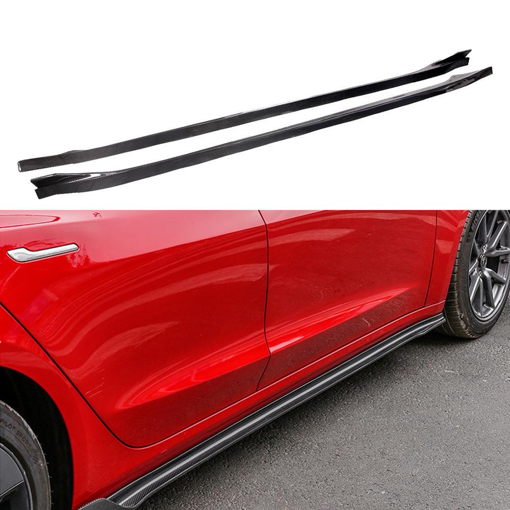 汽车改装配件适用于特斯拉model3真碳纤维前铲侧裙后唇小包围尾翼