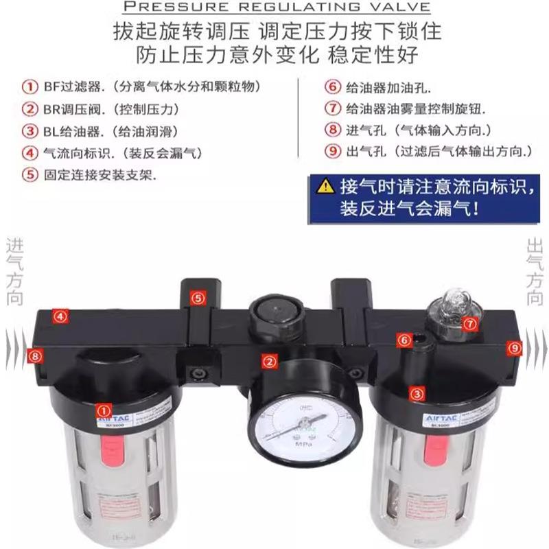 亚德客油水分离器调压阀三联过滤器BC40001 BC4000M1 BC4000A1