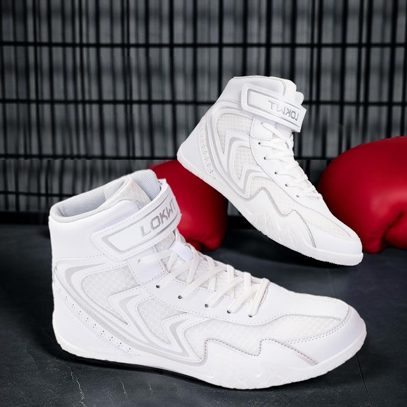 摔跤鞋男士魔术贴高帮散打训练拳击鞋室内格斗自由搏击专业鞋子