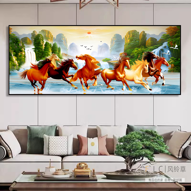 粘钻石绣贴十字绣马到成功新中式